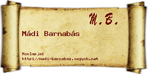 Mádi Barnabás névjegykártya